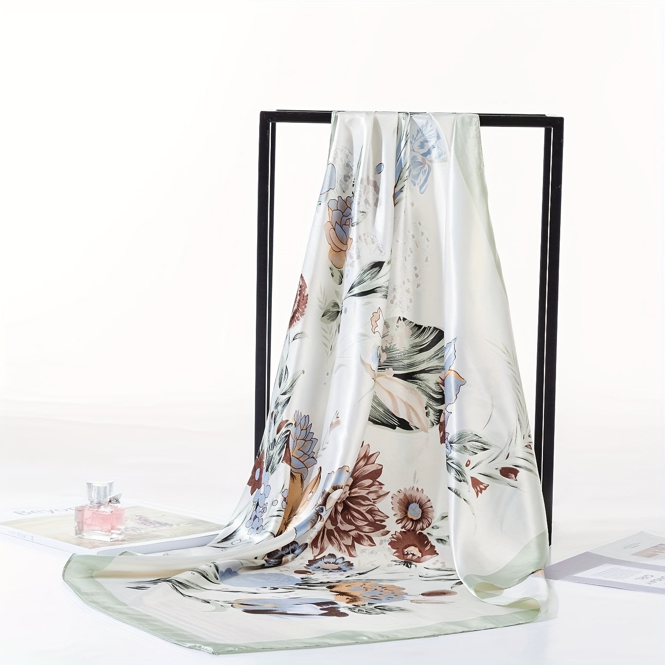 Women's Polyester Floral Print Square Scarf Lightweight Sun Protection Classic Style