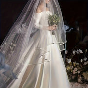 Bridal Veil with Star Design and Double Layer Yarn Fabric for Weddings