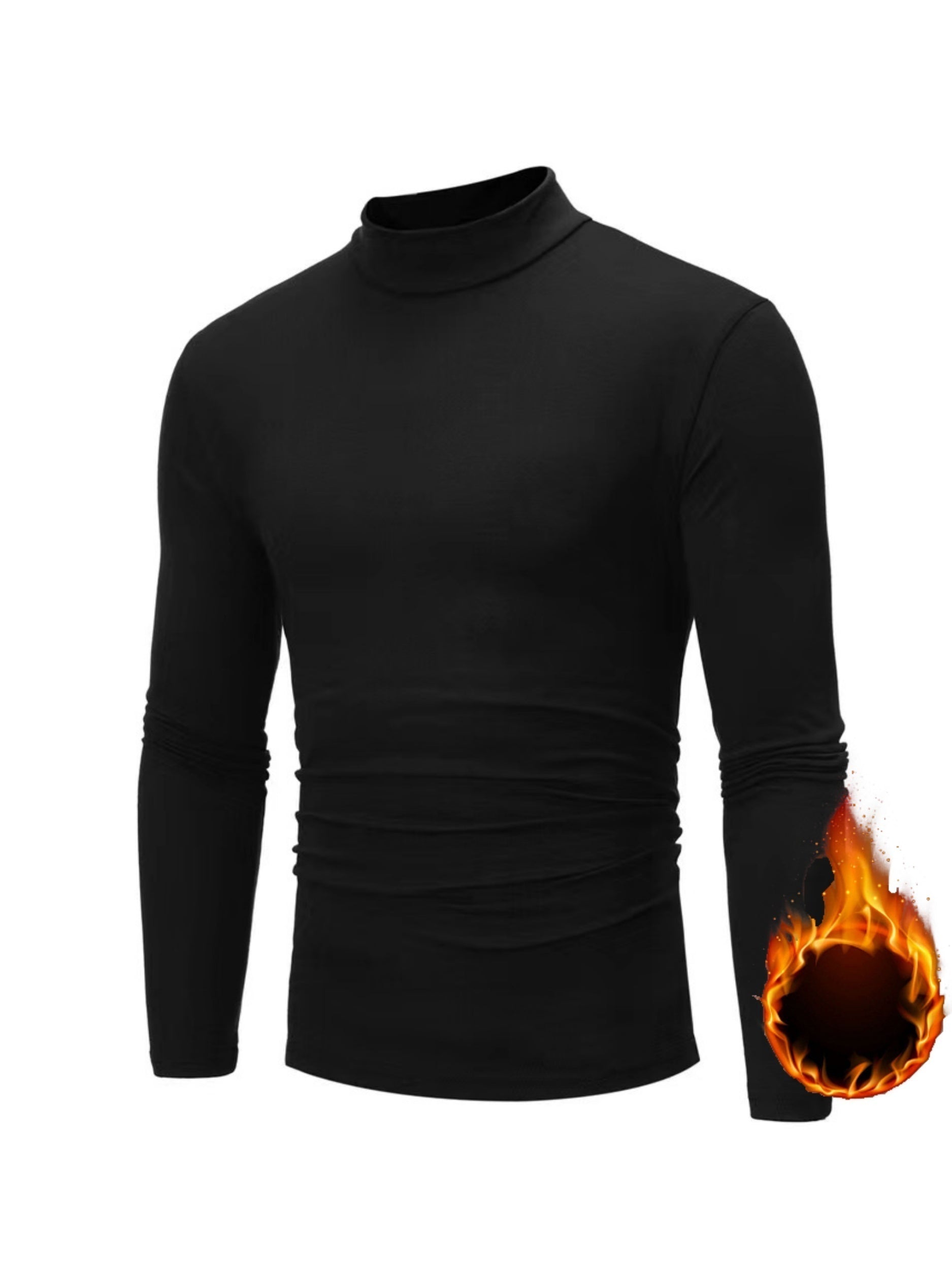 Men's Fall Winter Half-High Collar Sweater Set with Velvet Underwear Three-Piece