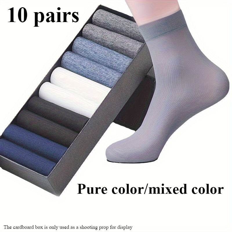 Men's Ultra-Thin Sweat-Wicking Mid-Calf Socks 10 Pairs Breathable Polyester Spandex