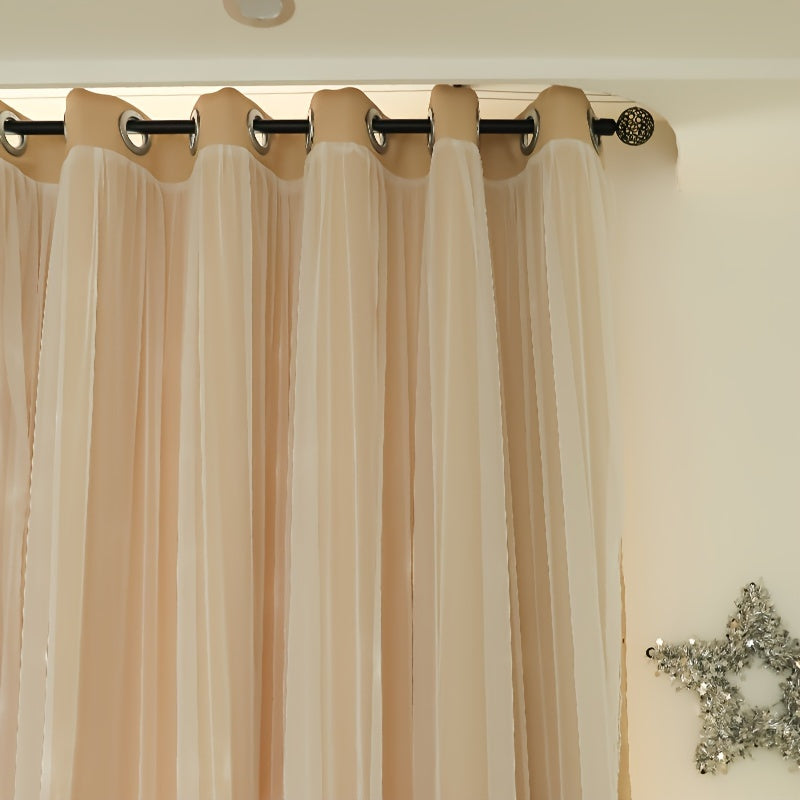 Beige Sheer Blackout Thermal Curtains Grommet Top for Bedroom Living Room