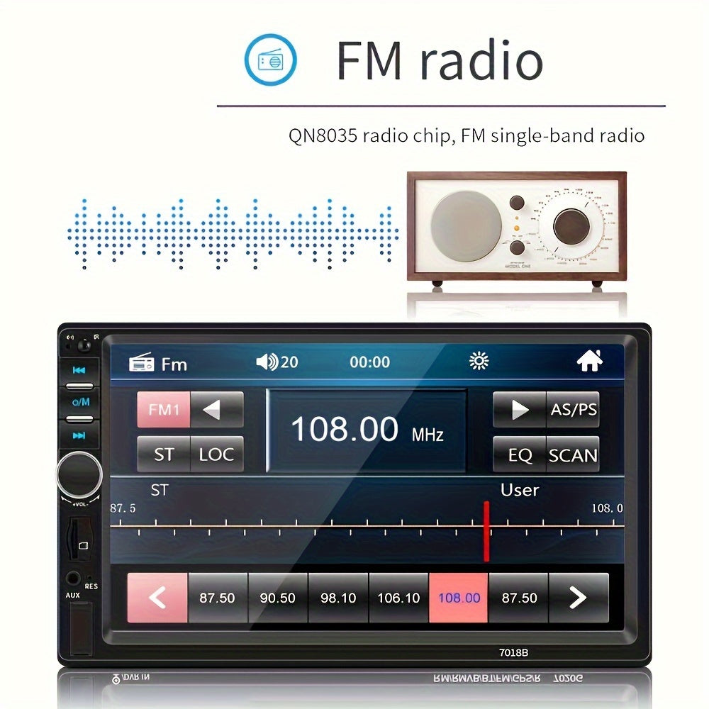 Estéreo de coche Double Din de 17.78cm con cámara de respaldo, inalámbrico, USB, AUX, TF, Mirror Link