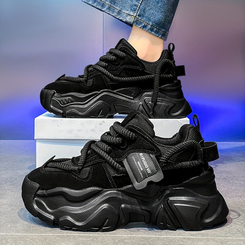 Men's Light Gray Chunky Sneakers Breathable Mesh Hidden Height Increase Casual Athletic Shoes