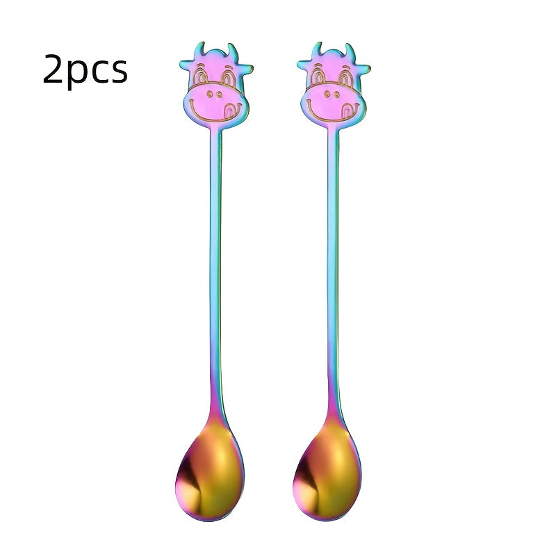 Set of 6 Stainless Steel Long-Handled Spoons for Coffee, Iced Tea, Ice Cream