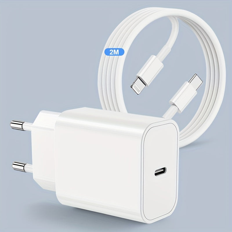 10W USB-C tez zaryadlovchi uchun iPhone iPad Android Yevropa rozetkasi Oq Sayohatga tayyor