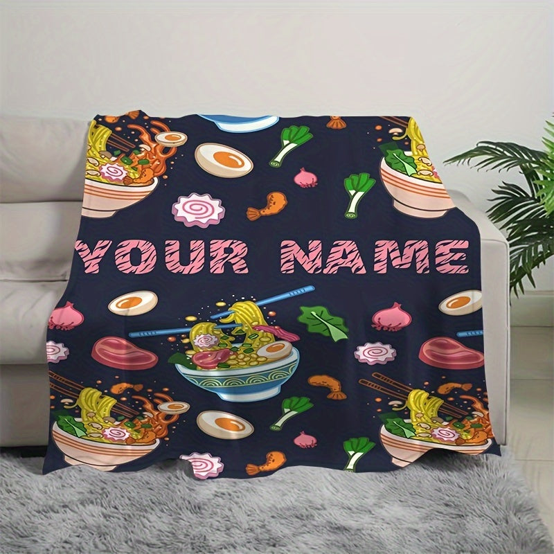 Pink Donut and Ramen Food Blanket Flannel Throw for Girls Bedroom Travel Picnics