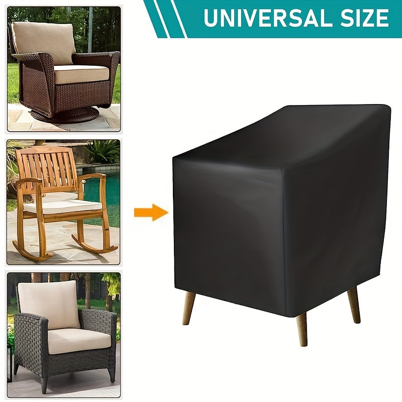 Funda para silla de jardín impermeable para exteriores, negra, de nylon, con cordón, para patio y balcón, resistente a todas las condiciones climáticas