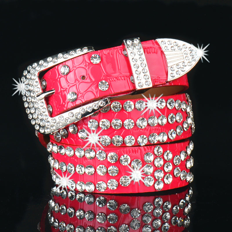 Western-Inspired Rhinestone Studded Belt for Jeans Punk Style Accessories