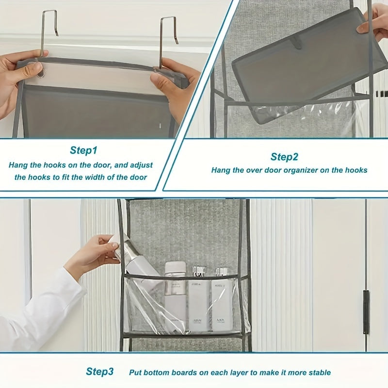 Multifunctional Storage Baskets Set with Transparent PVC Hanging Baskets for Kitchen Closet Organizing