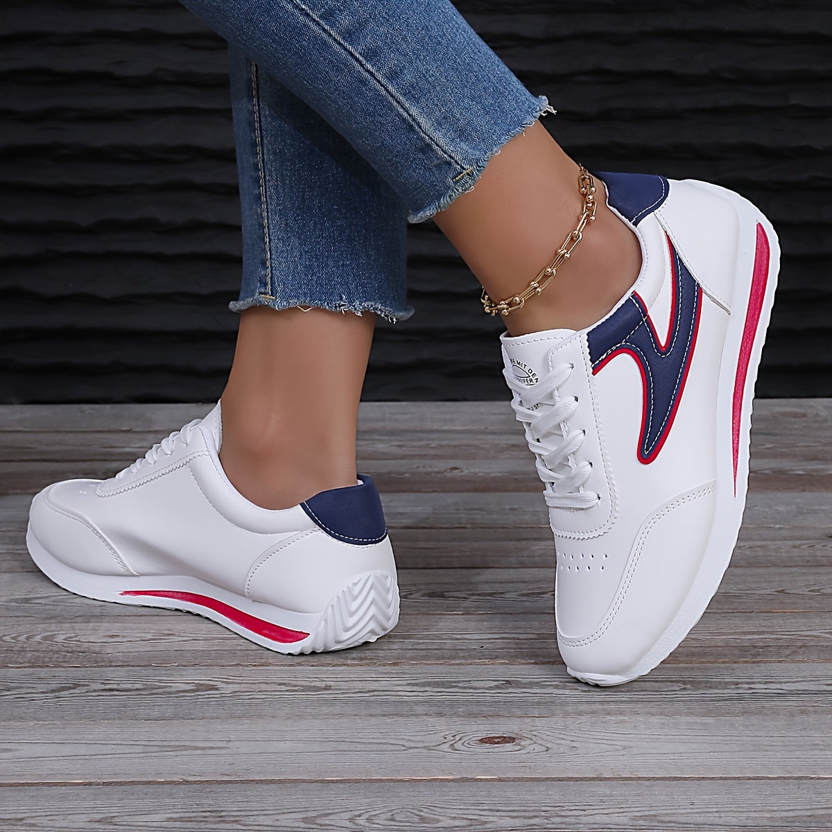 Women's Colorblock Sneakers with Soft Platform Sole Lace-Up Casual Walking