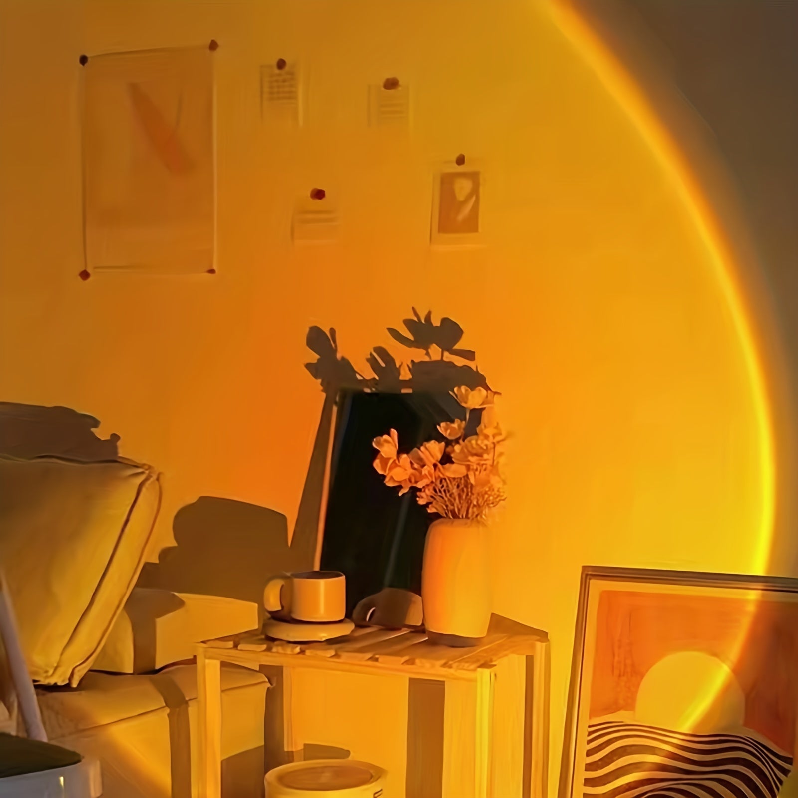 LED Sunset Lamp Projector for Bedroom Living Room Decor Warm Orange Light Energy-Efficient Tabletop