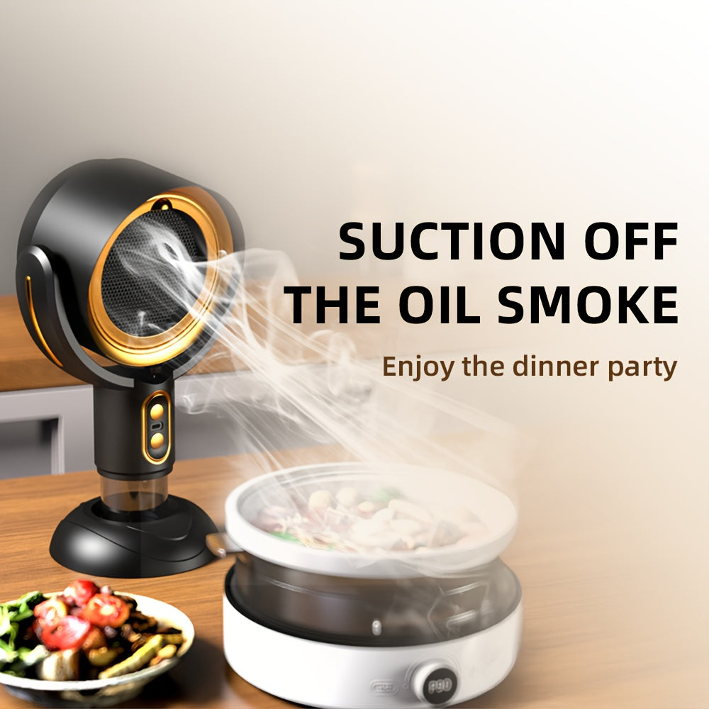 Campana de escritorio recargable por USB con gran potencia de succión para aceite y humo, fácil de limpiar, que ahorra espacio para cocinar en casa, batería de litio