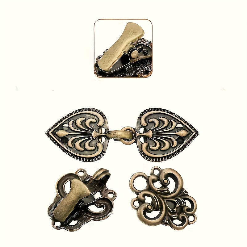 Vintage Metal Brooch Set with Irregular Shaped Scarf Clips Shawl Pins and Cardigan Buckles