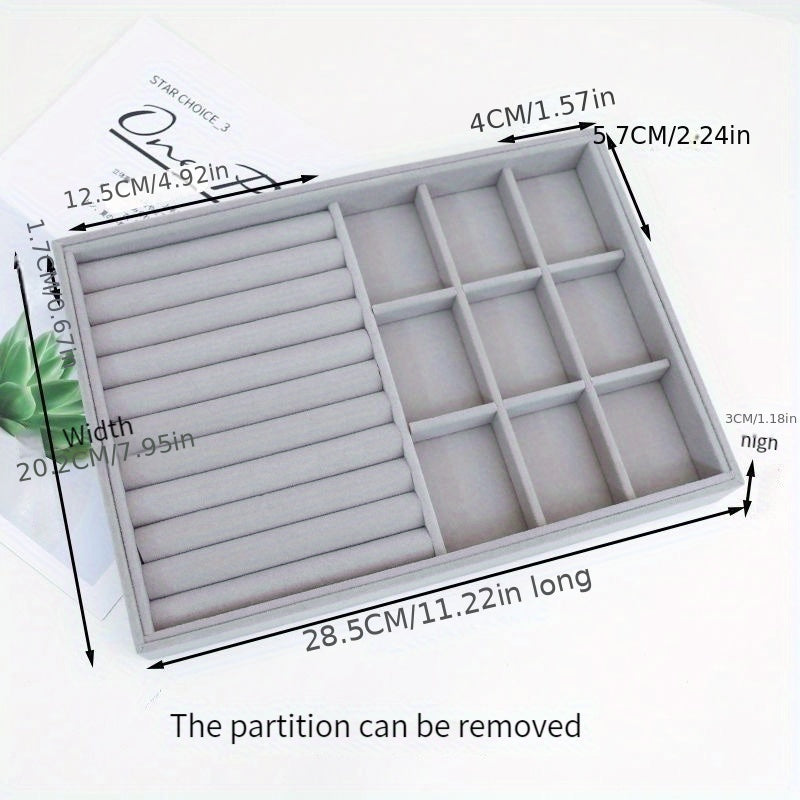 Jewelry Storage Box with Compartments for Rings Earrings Bracelets Necklaces and Watches 28.5cm x 20.5cm