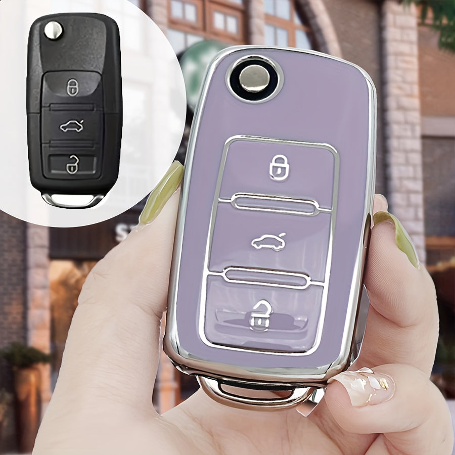 Pink TPU Car Key Cover for Women Durable Anti-Drop Protection with Anti-Lost Keychain