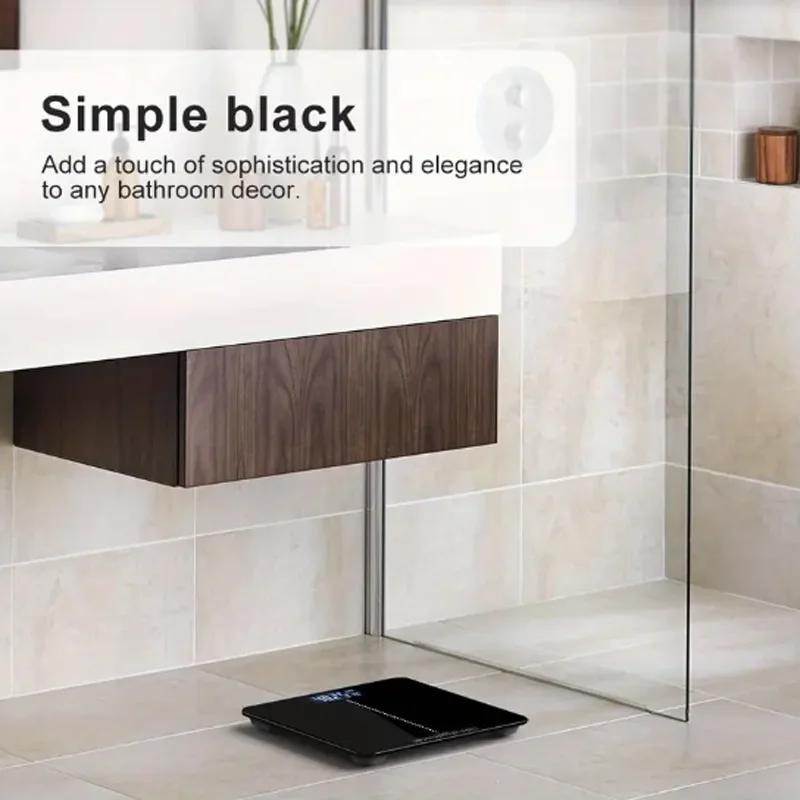 Цифровые напольные весы для ванной комнаты Black с автоматическим включением/выключением, индикатор перегрузки, батарея не входит в комплект