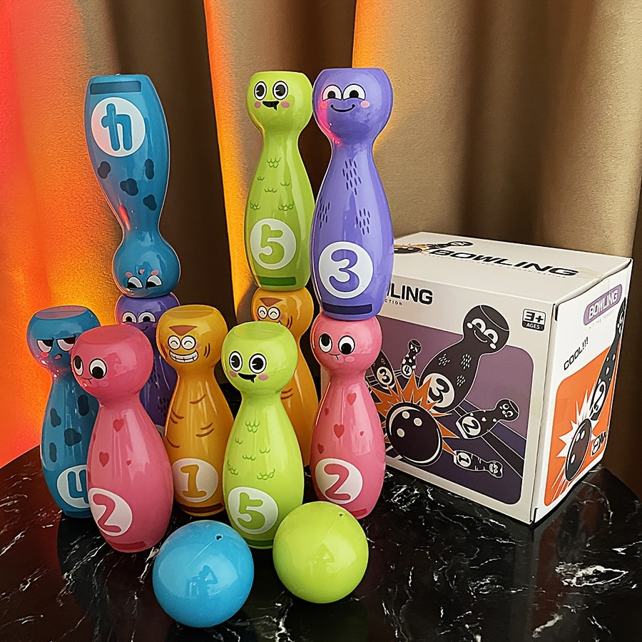 Toy Bowling Set for Kids 3+ with 10 Pins and 2 Balls Indoor Outdoor Play