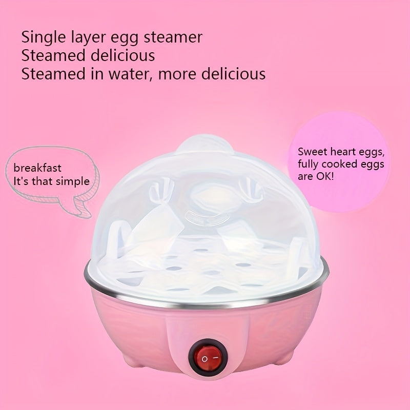 7 tuxum sigʻimi avtomatik oʻchirish tuxum pishiruvchi, zanglamaydigan poʻlatdan yasalgan isitish plitasiga ega