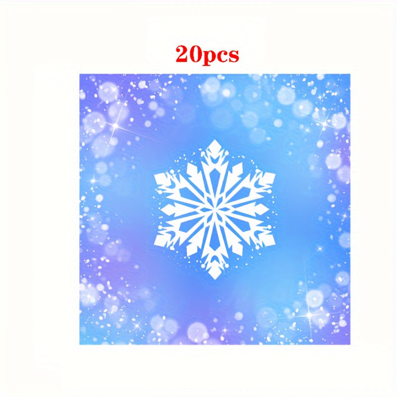 Paquete de suministros para fiesta de invierno congelado, platos de papel con copos de nieve, servilletas, vasos, 10 piezas