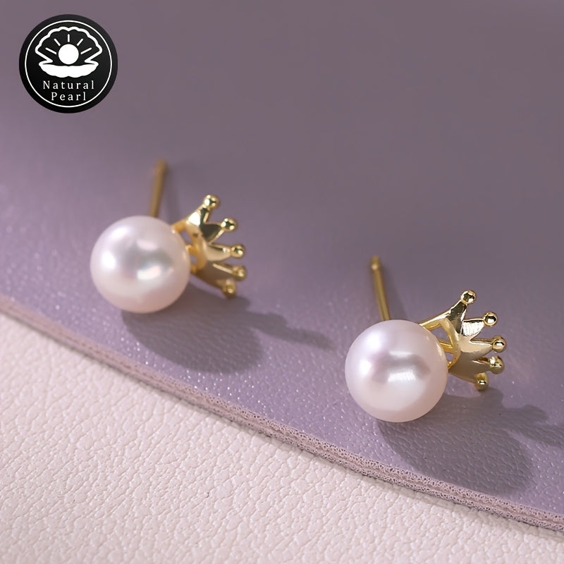 Ayollar uchun hashamatli toza suv marjonli stud taqinchoqlar 7-8mm tabiiy marjonlar sovgʻa zargarlik buyumlari