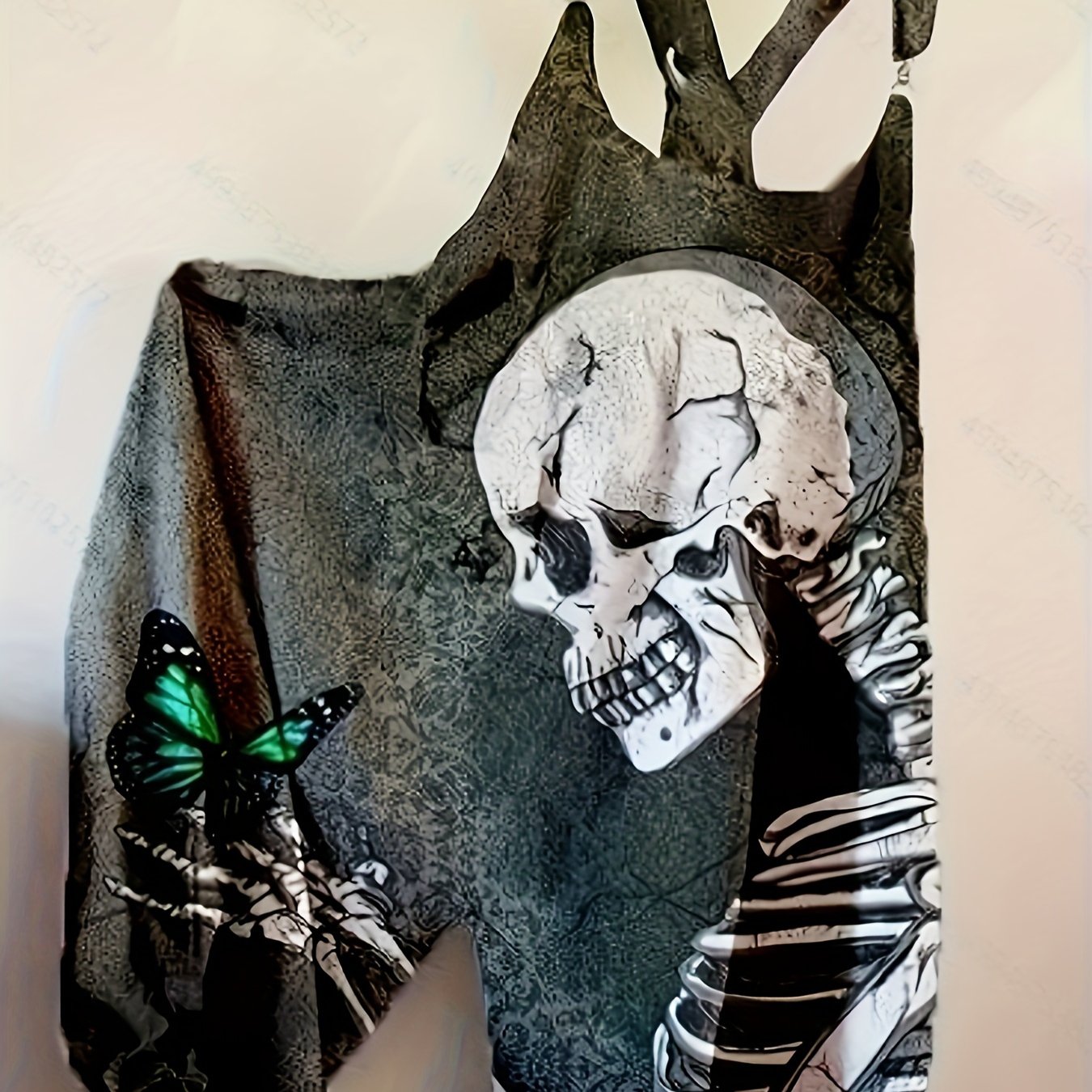 Plus-Size Jumpsuit Skull Butterfly Print Sleeveless Spring Summer