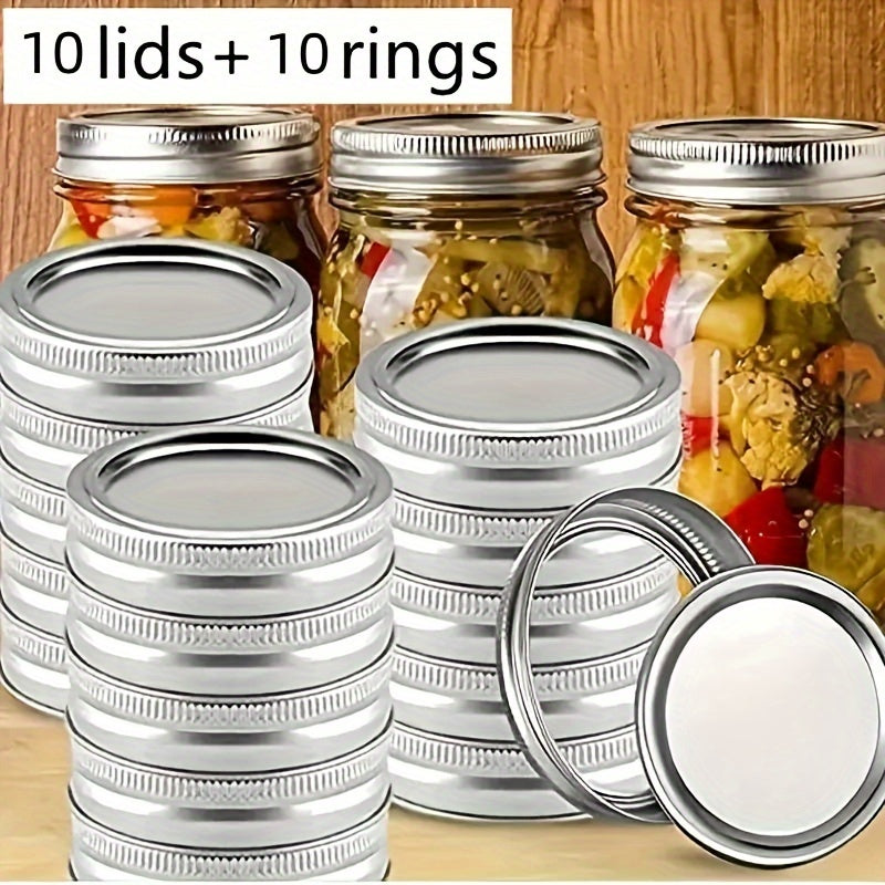 20 Pieces Can Lid Set for Regular and Wide Mouth Mason Jars with Silicone Sealing Rings