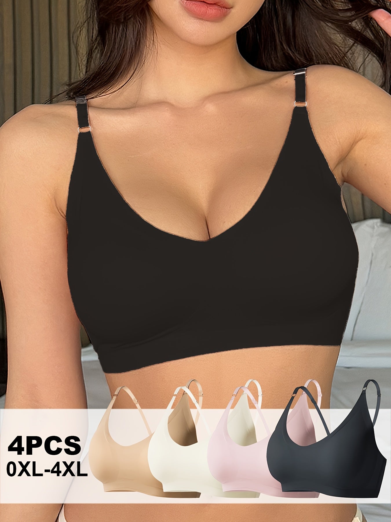 4Pcs Set Women's Glossy Traceless Invisible Comfortable Hair Ties