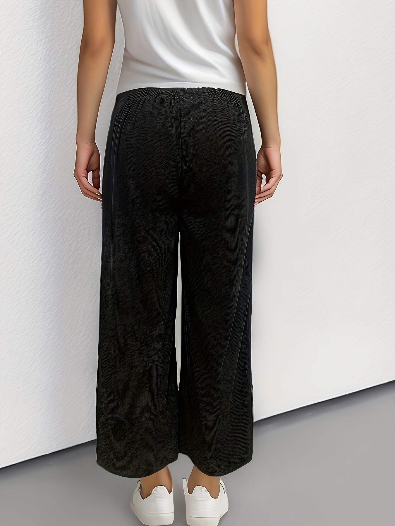 Women's Loose Straight Fit Plus Size Pants in Plain Color