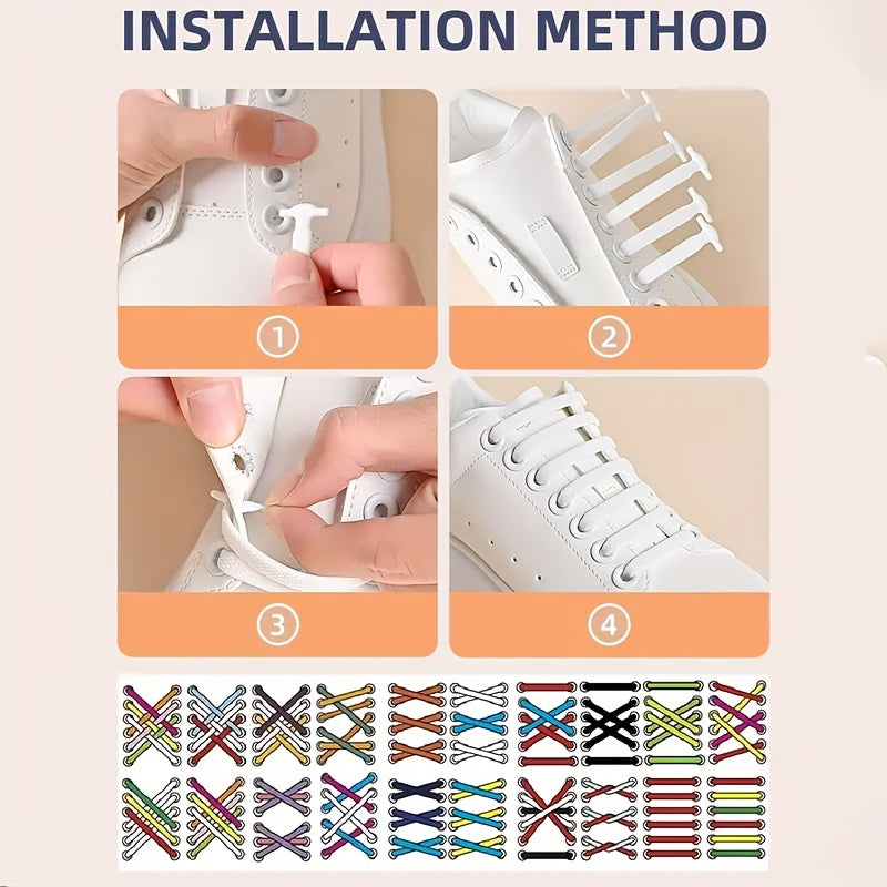 16 шт. силиконовых шнурков без узла для кроссовок и повседневной обуви