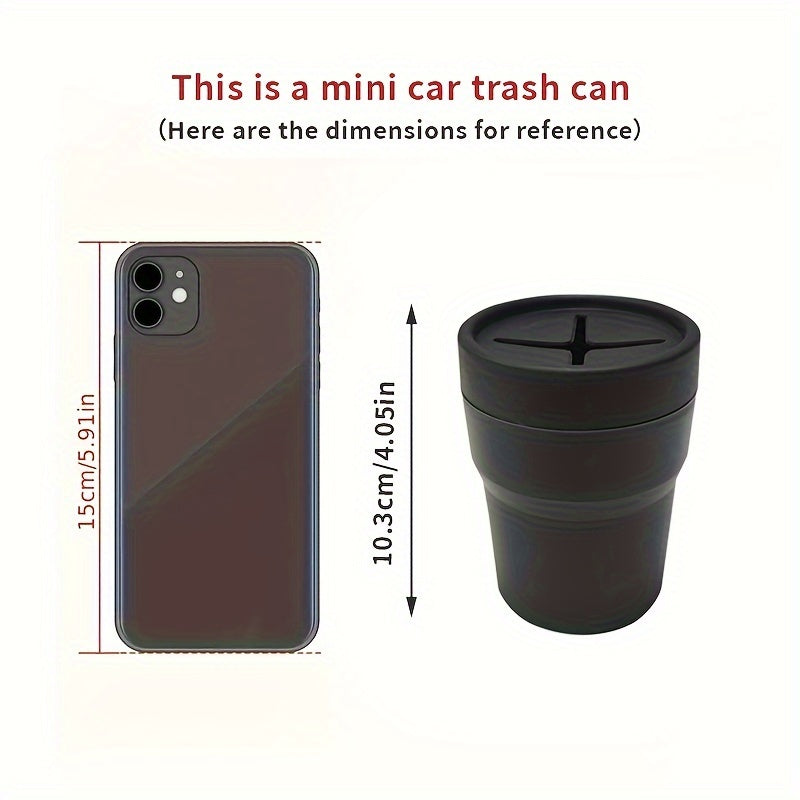 Universal Plastic Car Trash Can Circular Cross-Shaped with Lid and Pen Holder