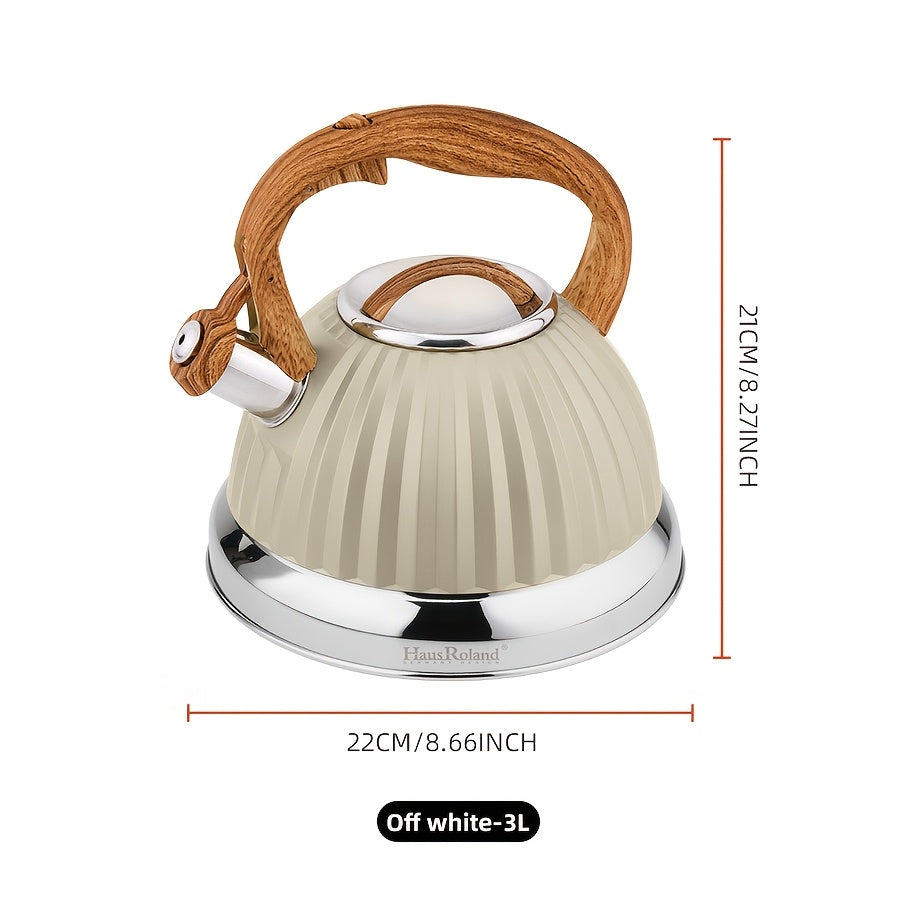 Stainless Steel Tea Kettle with Wooden Handle for Gas and Induction Stoves