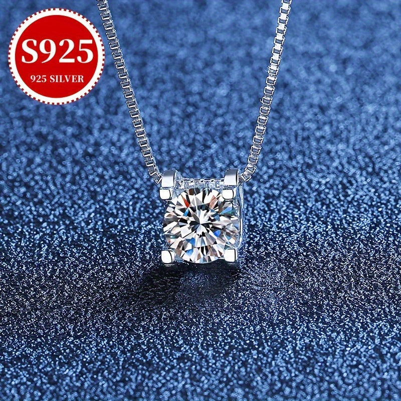Moissanite Pendant Necklace 1/2 Carat Sterling Silver Bull Head Design Gift for Women