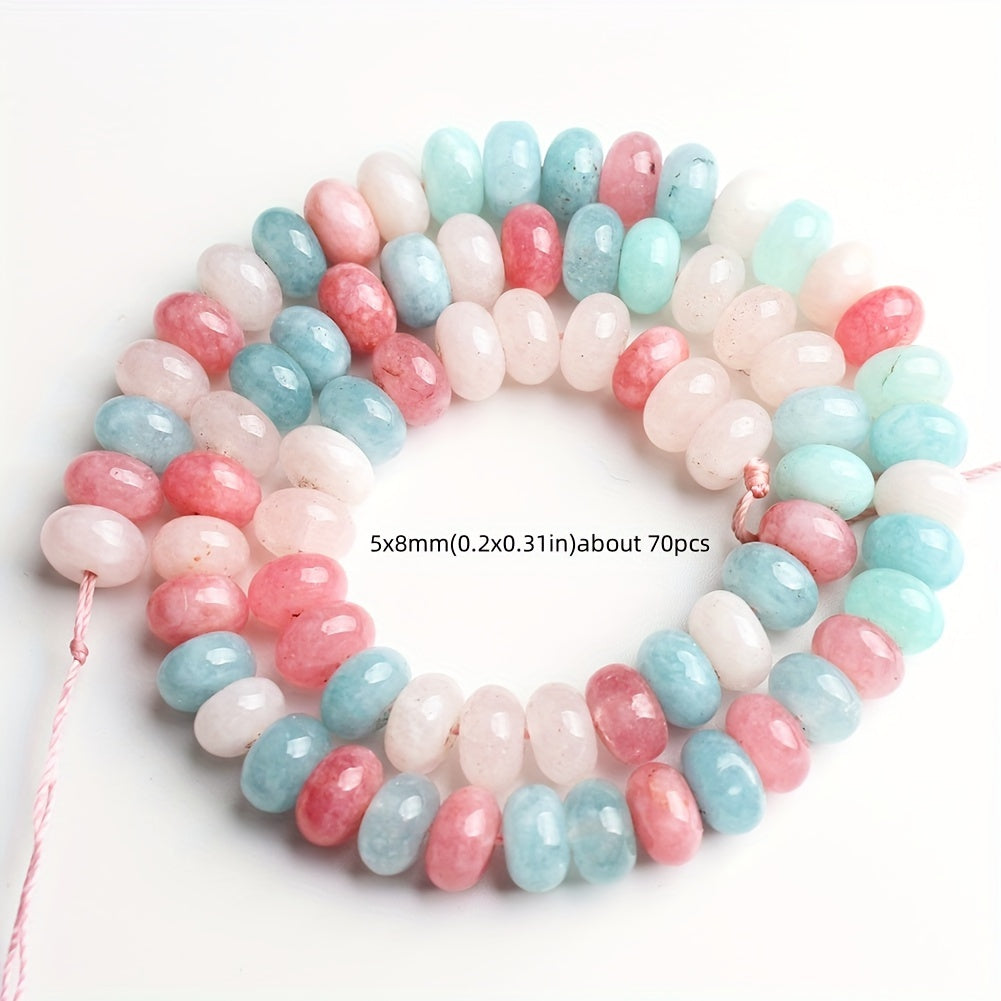Натуральные каменные бусины 5x8 мм овальные аквамарин и ангелит разделительные бусины для изготовления украшений, 70 штук