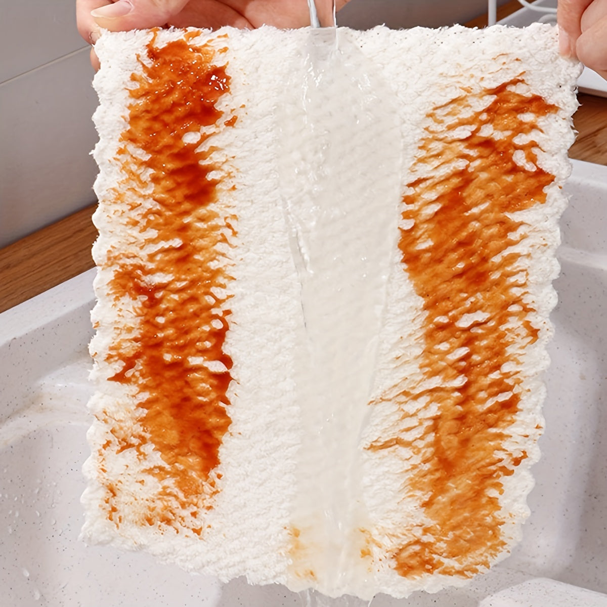 5/10pcs Solid Color Bamboo Fiber Dishcloths Super Absorbent for Household Cleaning