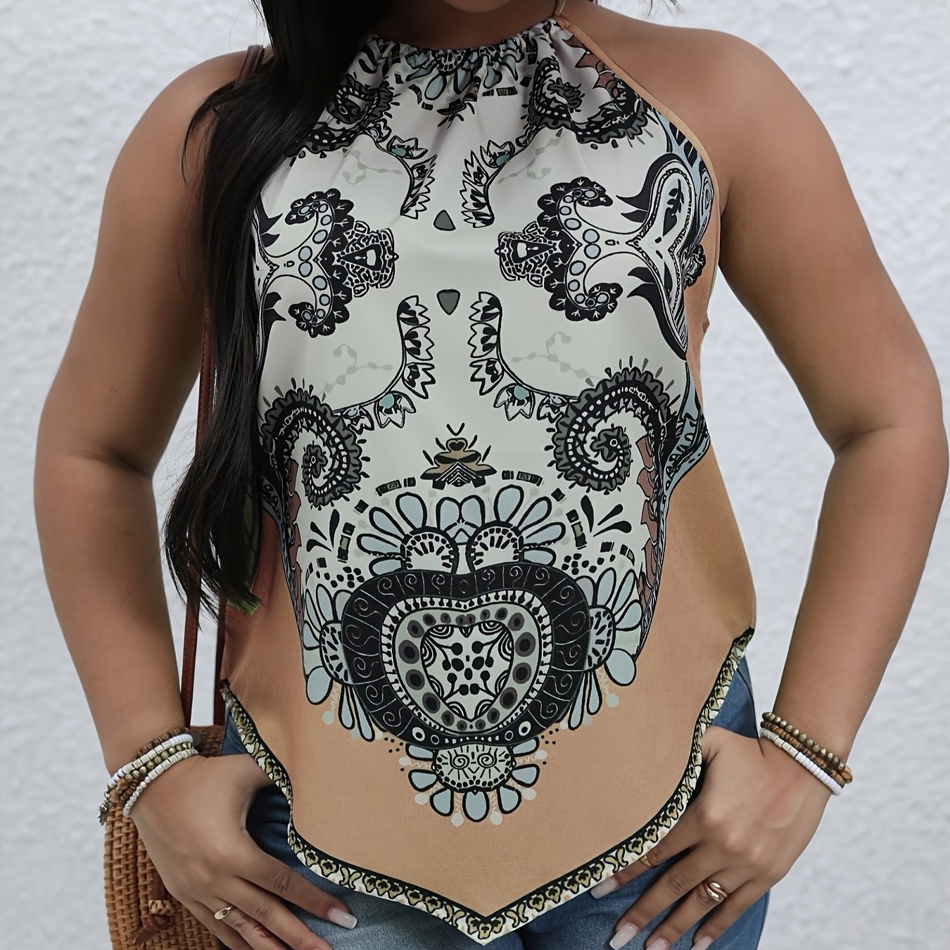 Женский жилет большого размера с цветочным принтом без рукавов, летний пляжный костюм, легкий повседневный отдыхный наряд