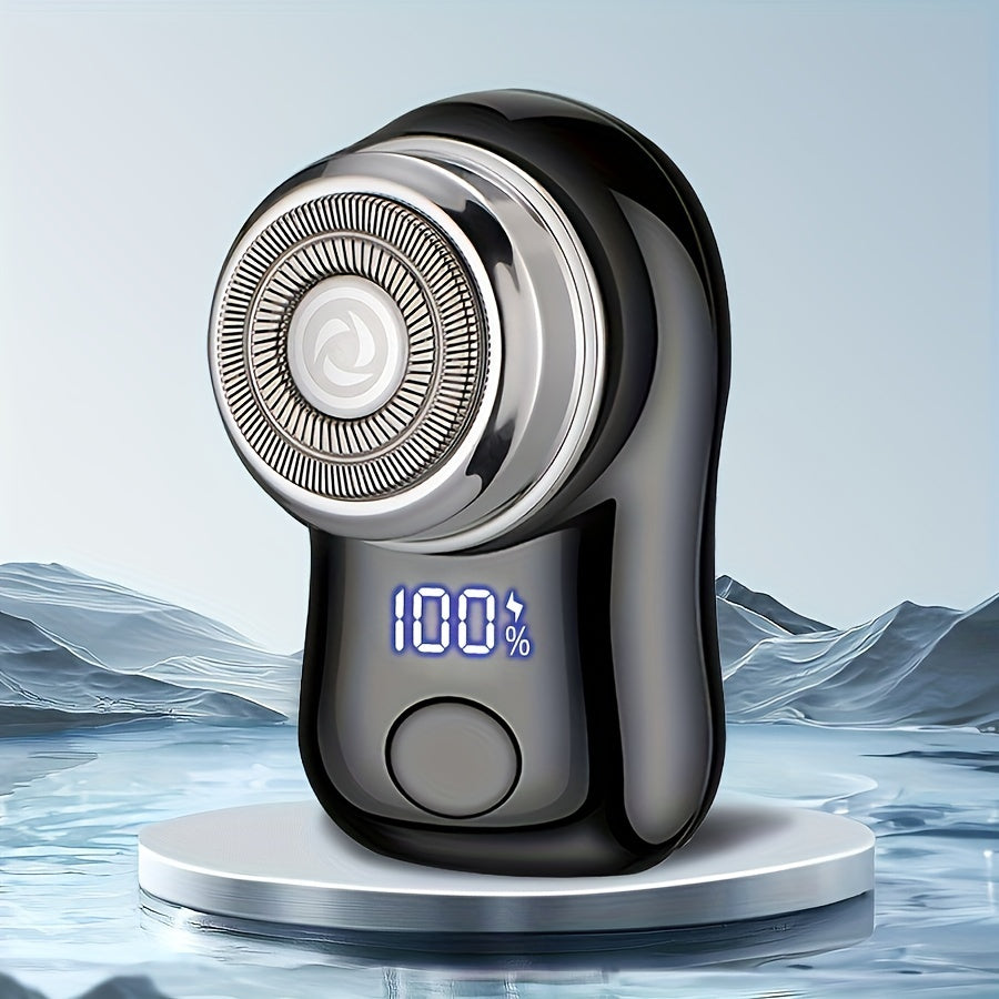 Men's Electric Shaver Portable USB Rechargeable Digital Display Compact Travel Grooming Tool