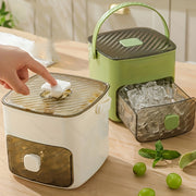 48- Muz kubiklari yasovchi, oson bosish qopqog'i bilan, katta sig'im, ikki qatlamli dizayn, muzlatgich uchun oziq-ovqat darajasidagi plastik qopqoq - viski va kokteyllar uchun ideal, zarur oshxona asbobi.