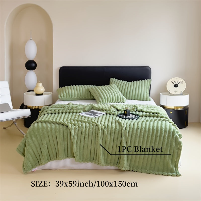 Double-Sided Faux Rabbit Fur Blanket Soft Warm Cozy for Bedroom Living Room Travel