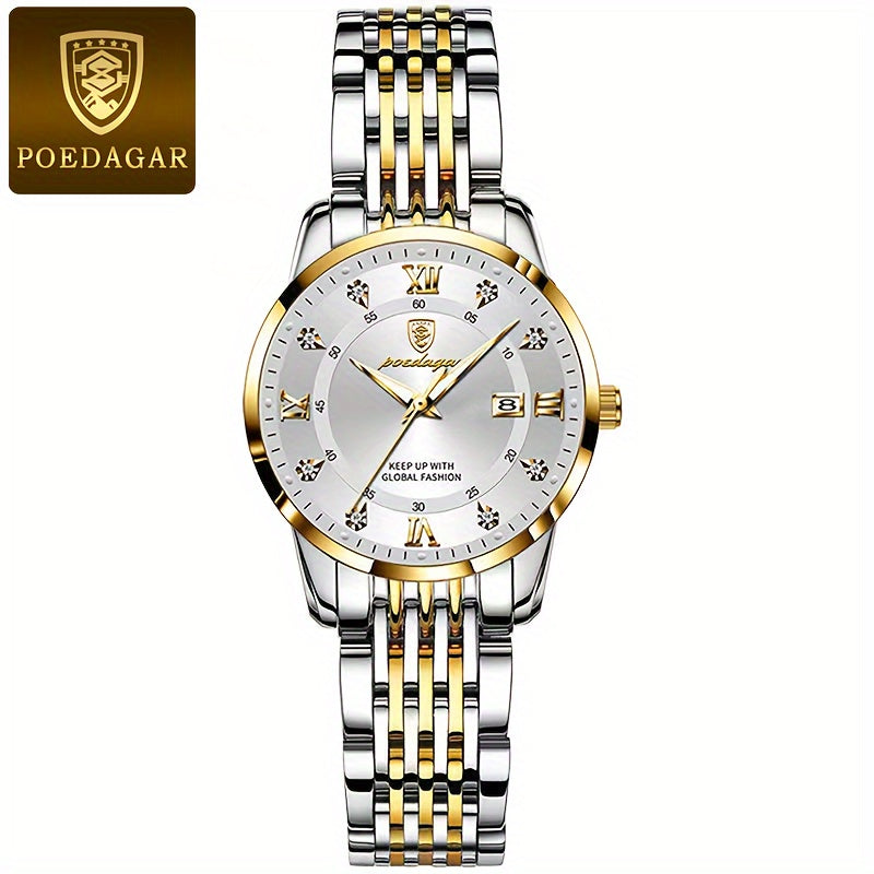 Women's Stainless Steel Wrist Watch with Calendar and Luminous Function