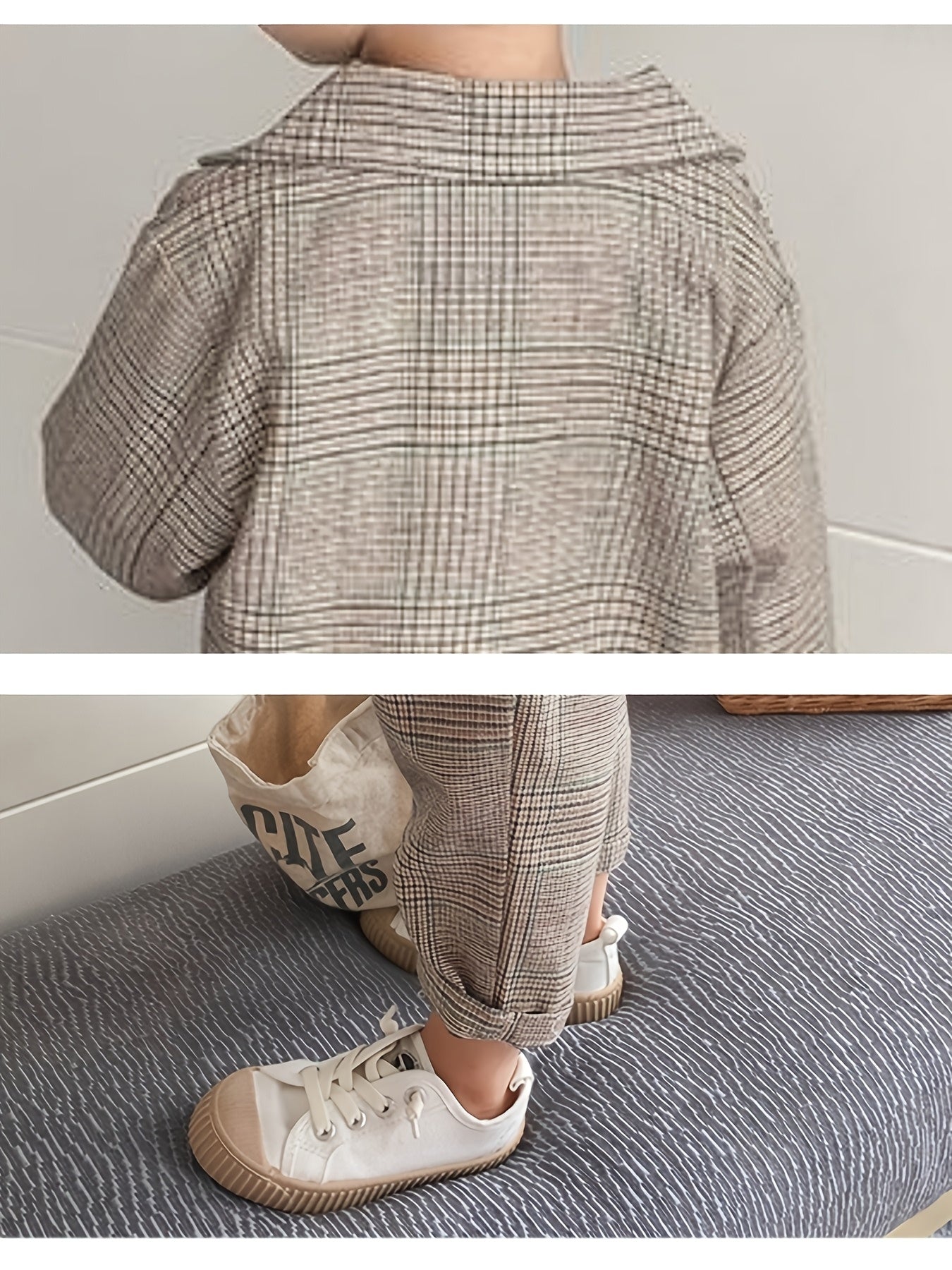 Детский костюм для мальчиков в клетку, полиэстер, повседневный пиджак и брюки для весны и осени