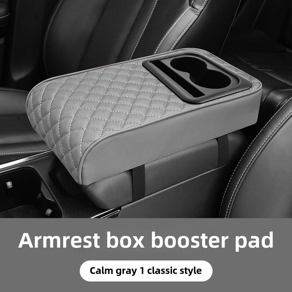 Memory Foam Car Armrest Pad with Storage Pockets Cup Holder and Phone Stand Red 20cm
