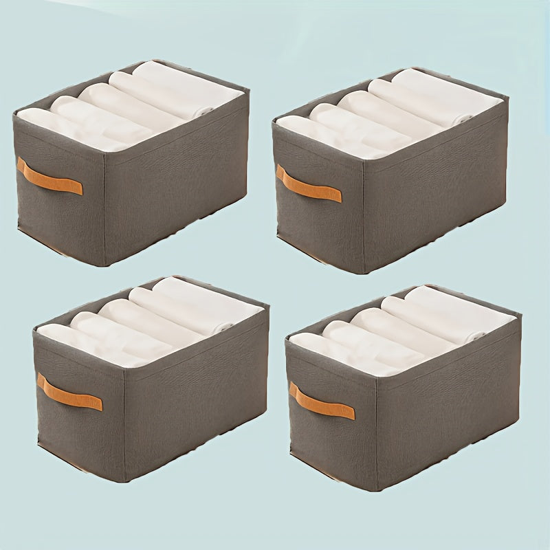 Juego de 4 cestas de tela para almacenamiento, organizador rectangular para ropa, debajo de la cama, armario de dormitorio