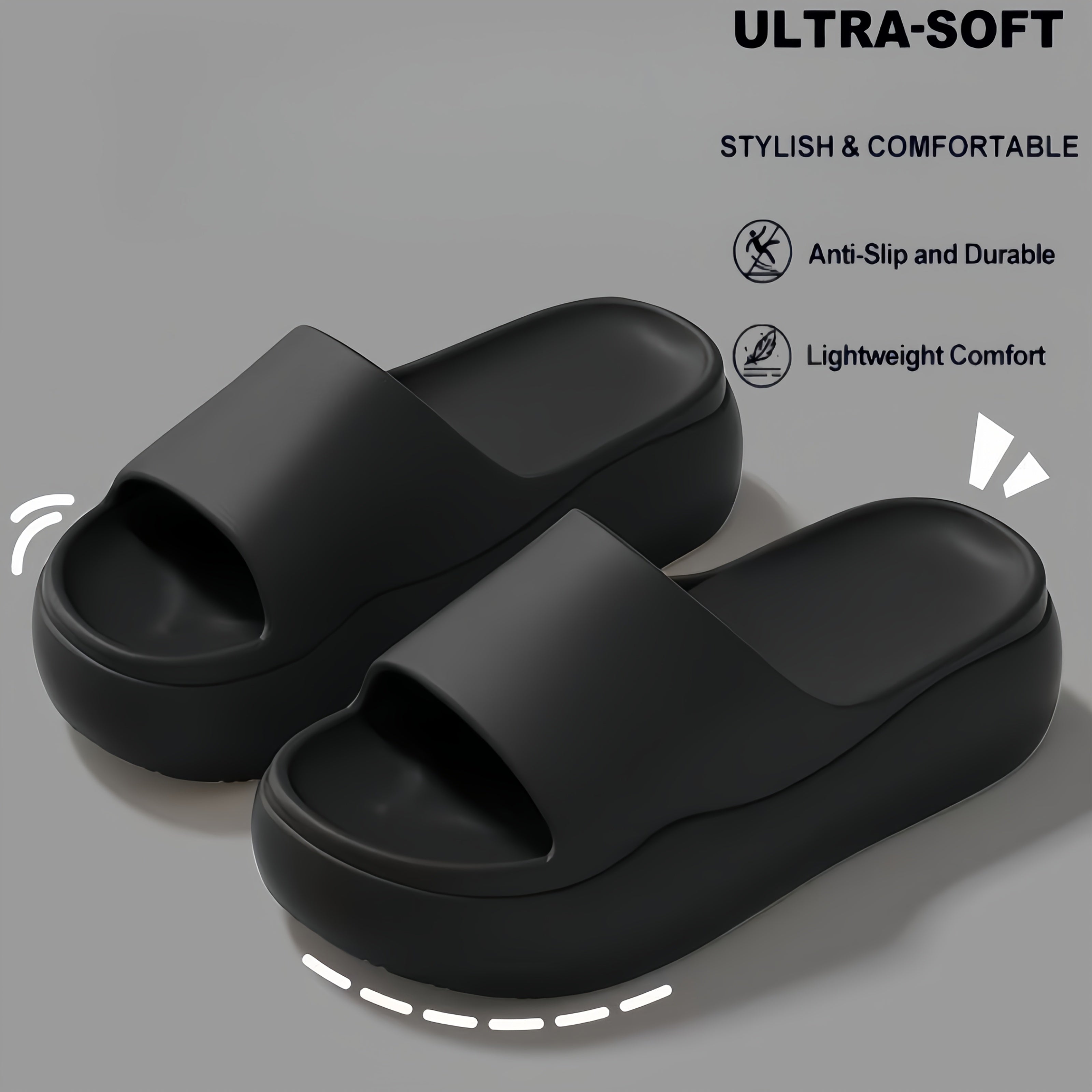 Women's EVA Slip-On Slippers with Thick Cushioned Soft Sole Indoor Outdoor White Pink