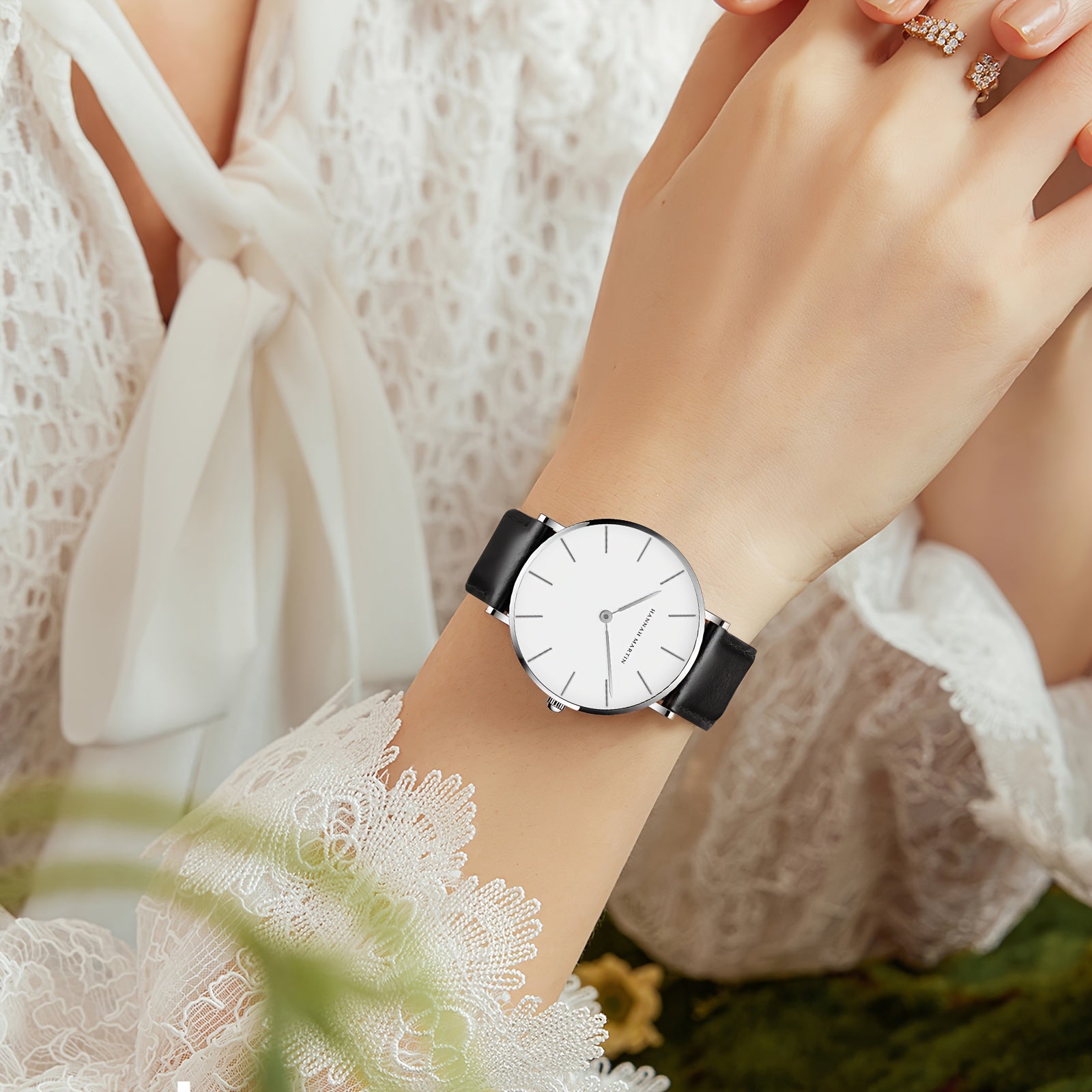 Reloj de mujer Ladies Quartz para mujer, reloj elegante y sencillo con correa de cuero