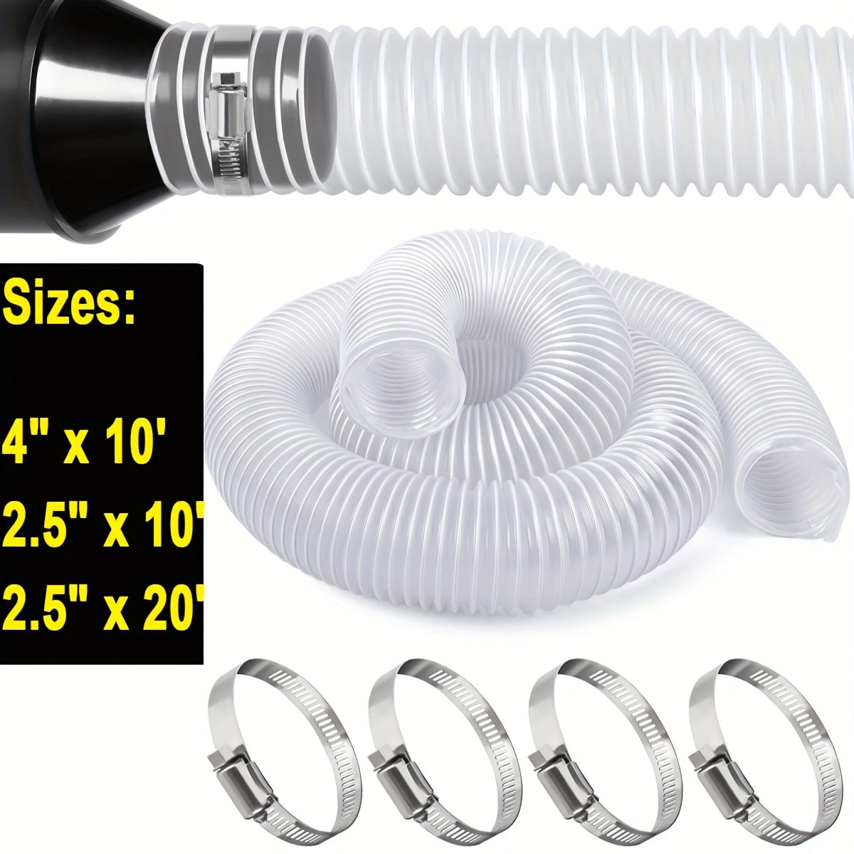 Zanglamas po'lat qisqichlar va sim mustahkamlash bilan jihozlangan mustahkam PVC chang yig'ish shlangi sanoat foydalanishi uchun ideal.