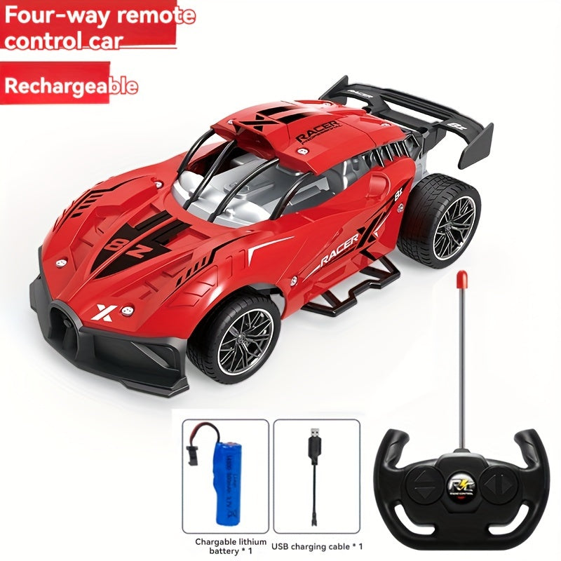 Coche de control remoto para niños, modelo de juguete todoterreno, con batería, en rojo, negro y azul