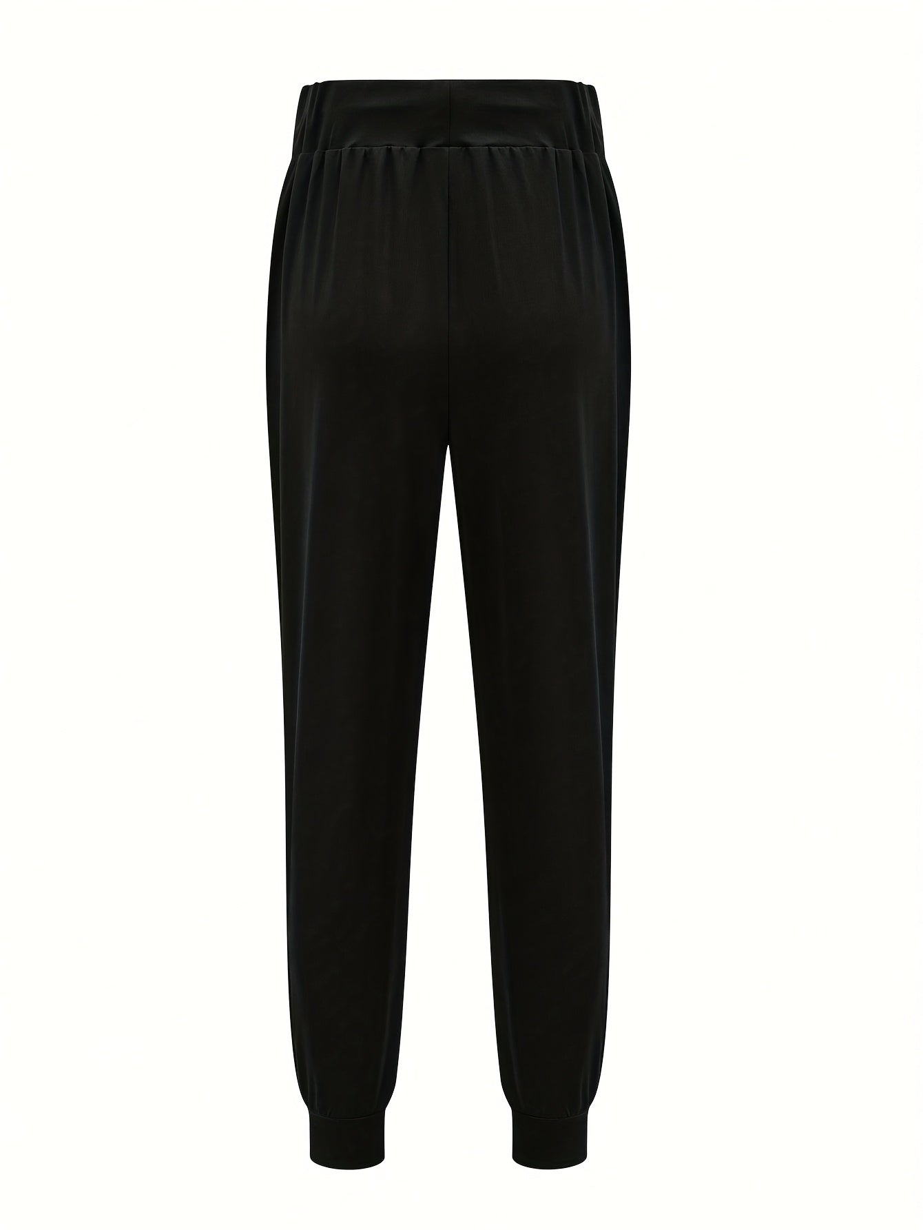 Pantalones Bermuda Capri de tallas grandes para mujer con cintura de cordón negro joggers casuales