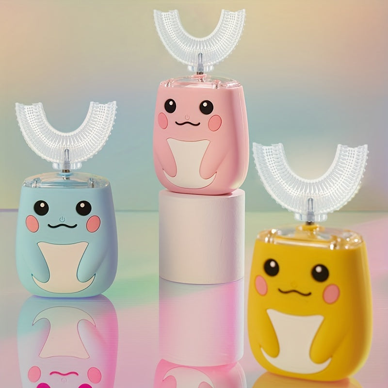 Rechargeable Cartoon U-Shaped Electric Toothbrush for Kids with Timer