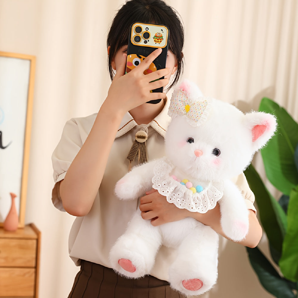 Muñecos de zorro de felpa suave y oso y gato blanco para decoración del hogar y regalos