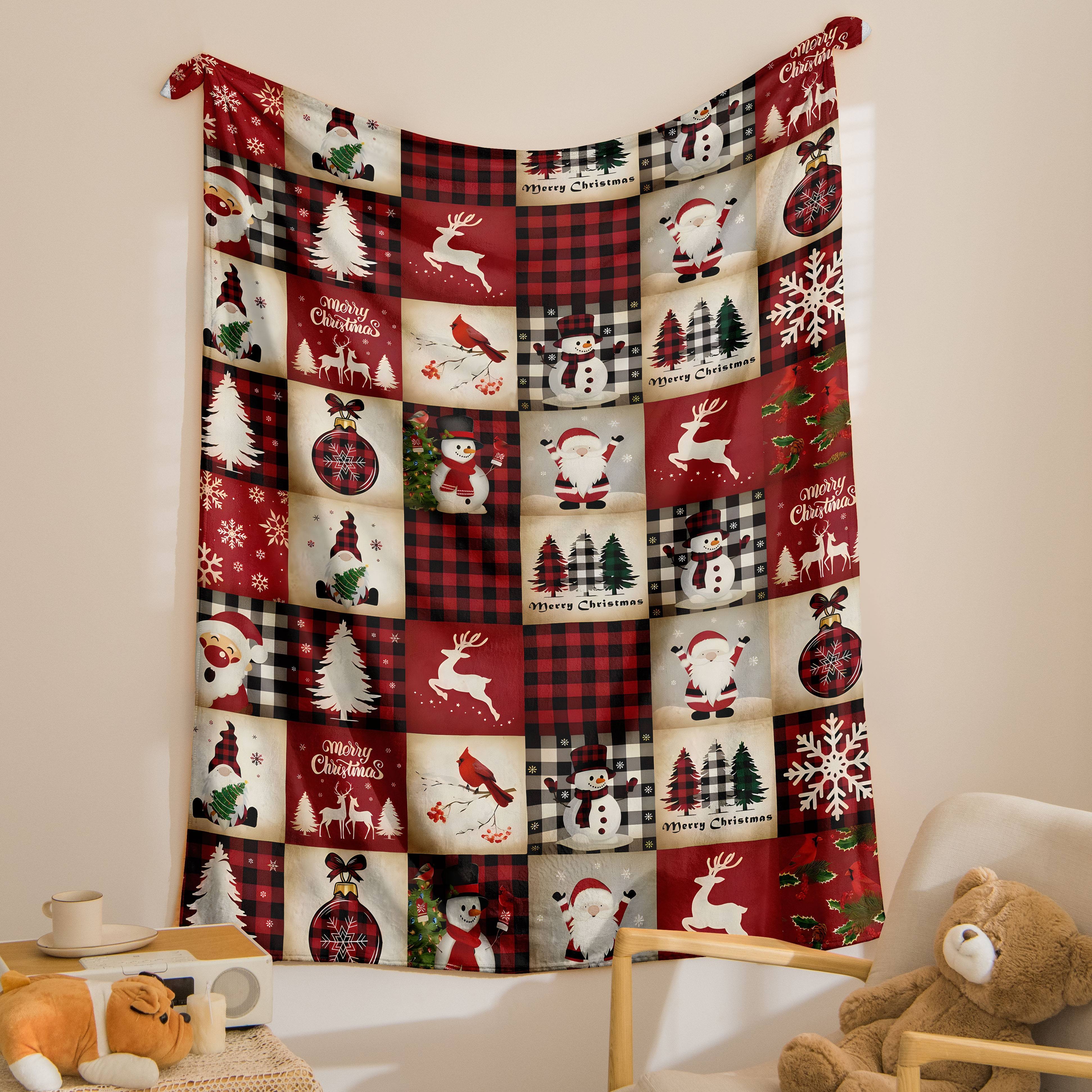 Мягкое и теплое уютное фланелевое одеяло для Рождества - идеально подходит для дивана, кровати, офиса и путешествий - можно стирать в машине с стильным геометрическим узором